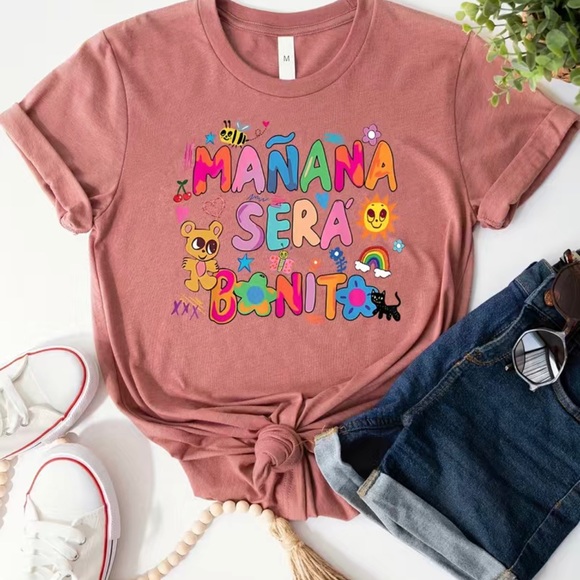 Mañana Será Bonito, Short Sleeve Crew Neck Casual Top Concert Summer & Spring - Picture 1 of 4